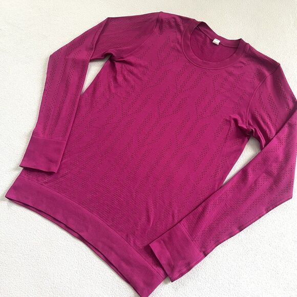 Lululemon Fletching Lines Ripened Raspberry Swiftly Breathe Long Sleeve Shirt 4 - Picture 2 of 8